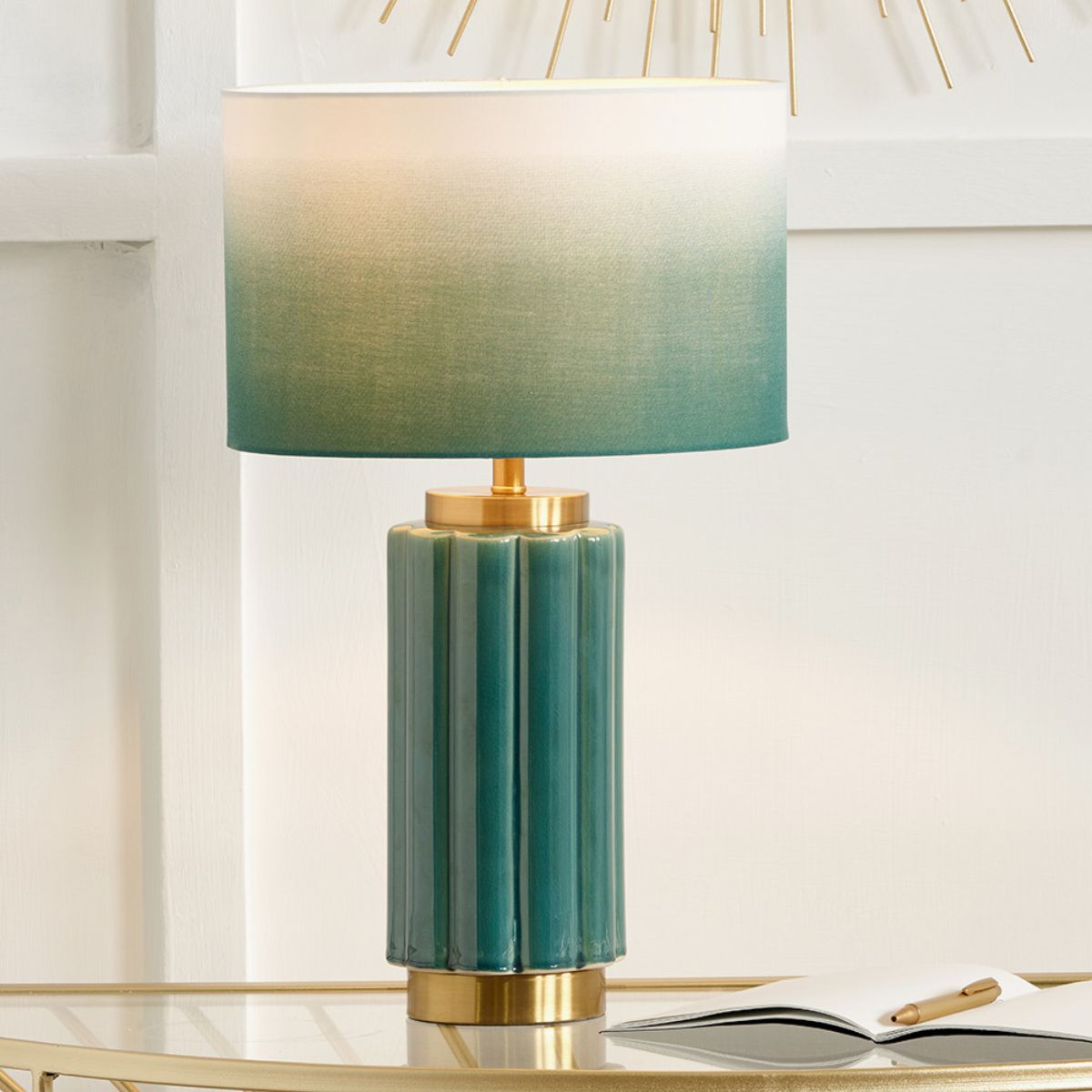 Pacific Lifestyle Lushan Green Scalloped Ceramic Table Lamp