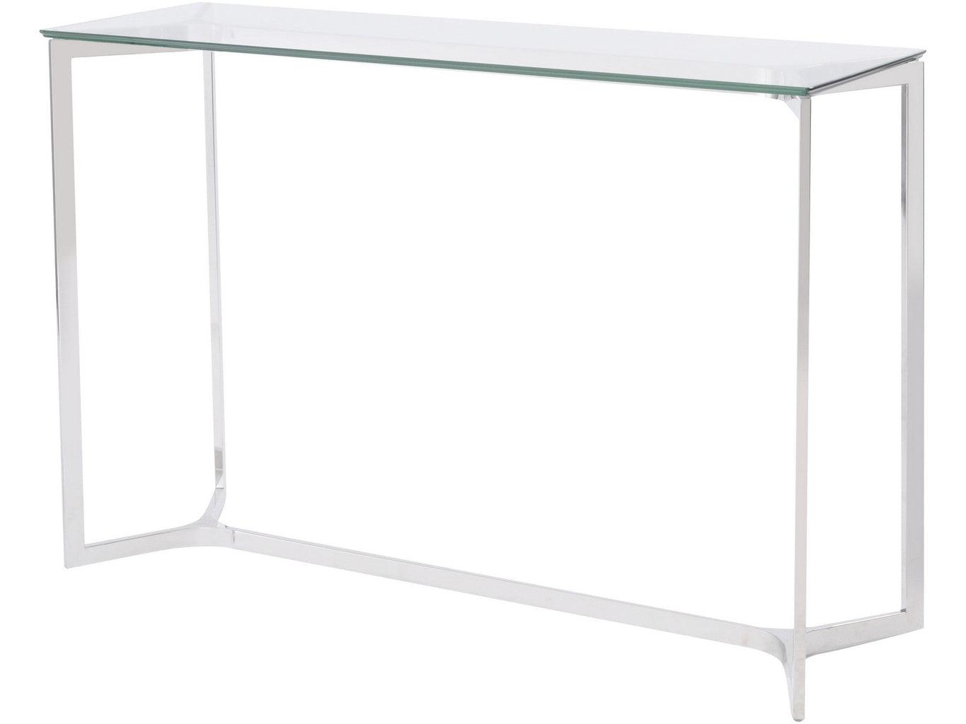 Lynton Stainless Steel And Glass Console Table-Beaumonde