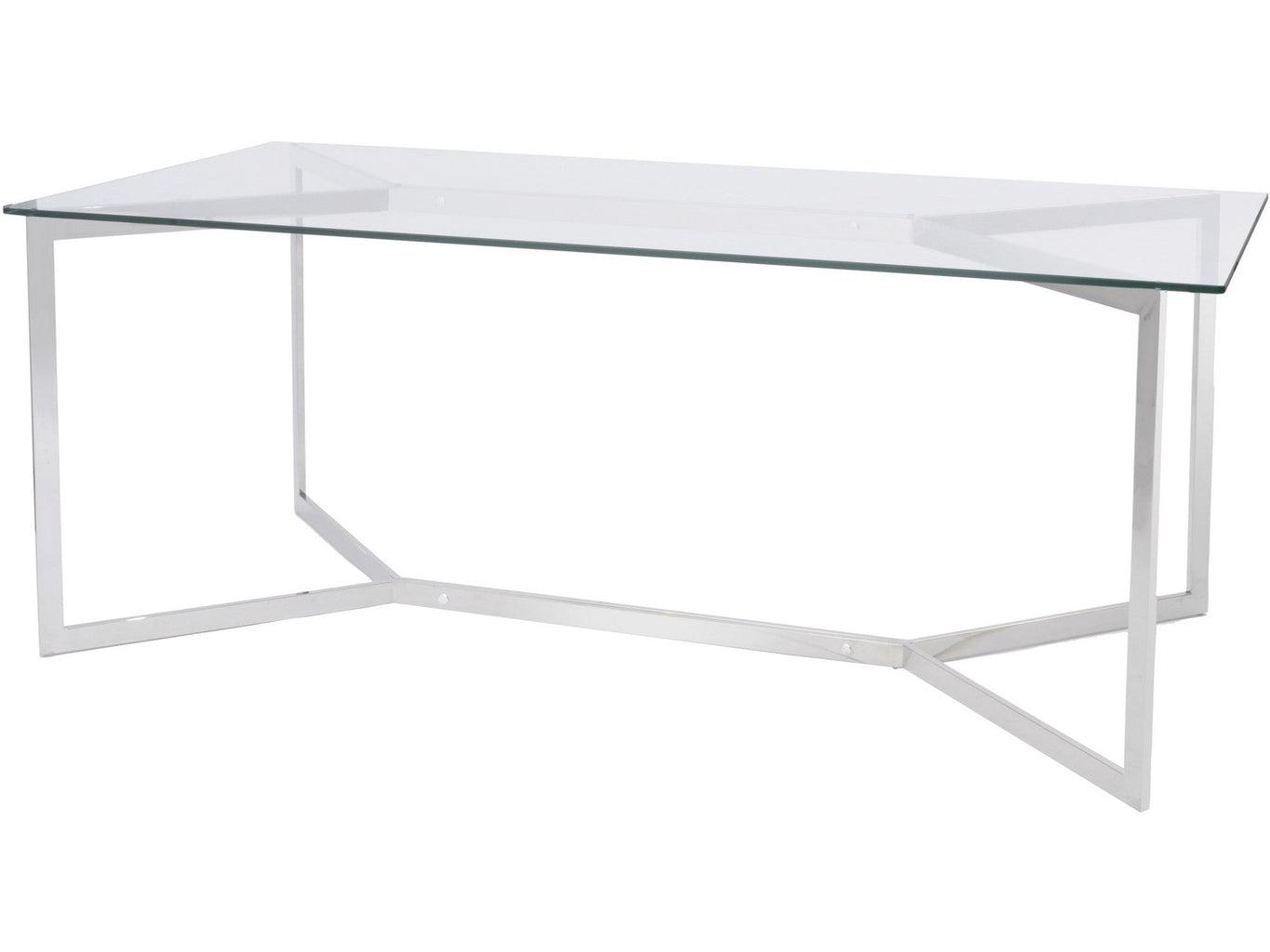 Lynton Stainless Steel And Glass Dining Table-Beaumonde