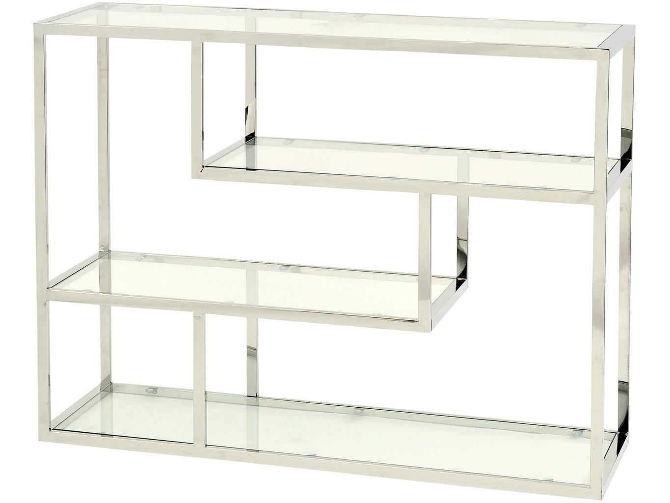 Lynton Stainless Steel And Glass Small Modular Shelving Unit-Beaumonde