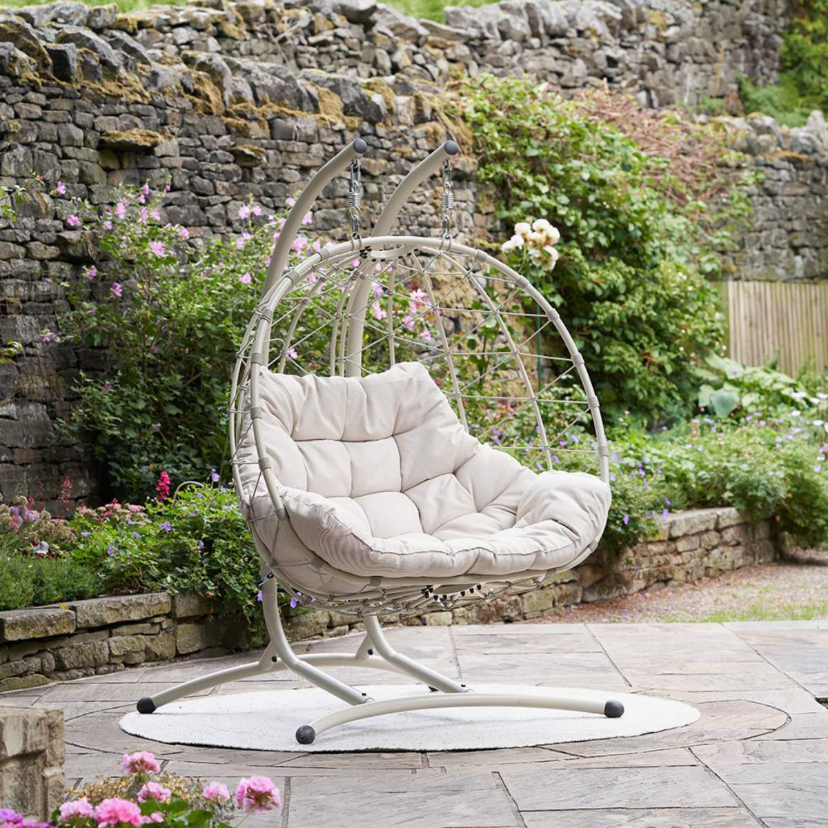Pacific Lifestyle Lyon Putty Outdoor Double Hanging Chair