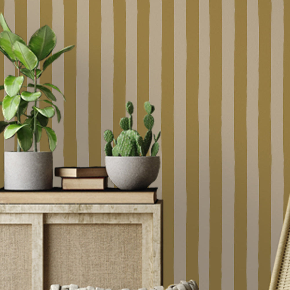 Josephine Munsey Medium Hand Painted Stripe - Summer Evening and Parsnip - Roll