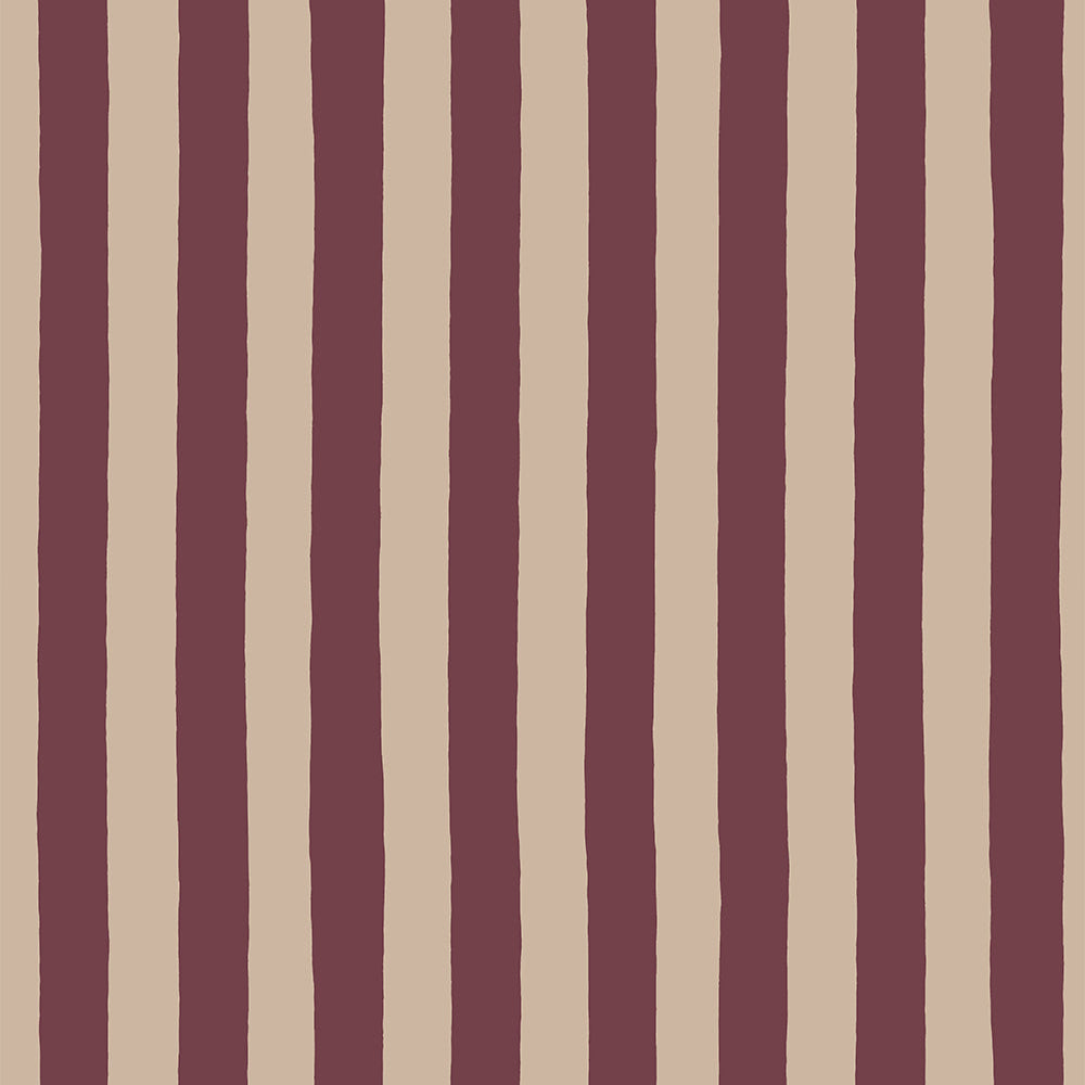Josephine Munsey Medium Hand Pained Stripe - Red Current and Shiitake - Roll