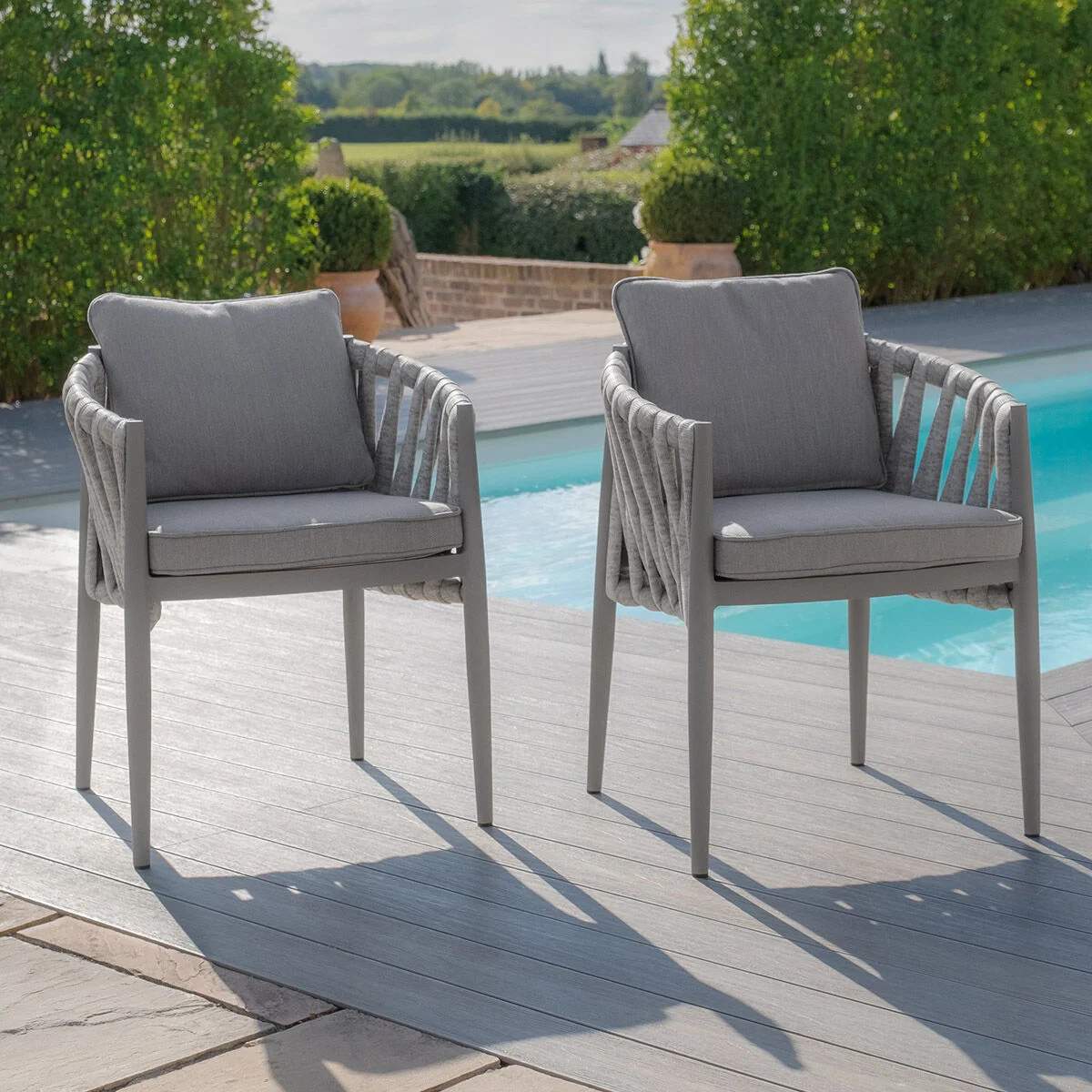Maze Cool Linen Milan Pair of Dining Chairs