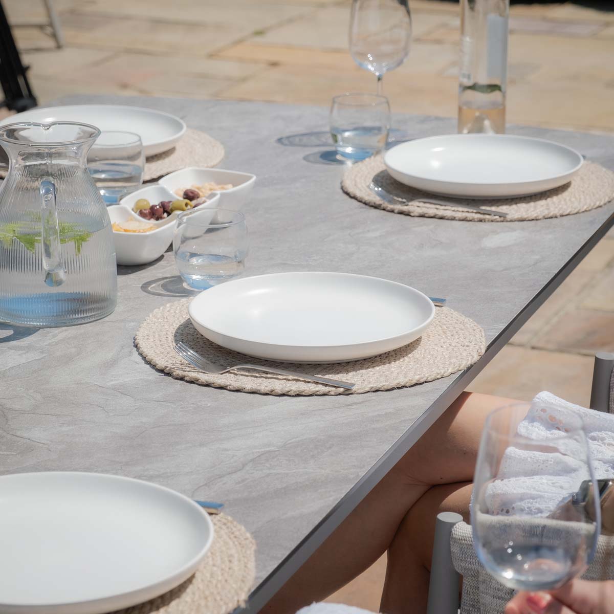 Maze Cool Linen Milan 8 Seat Rectangular Dining Set