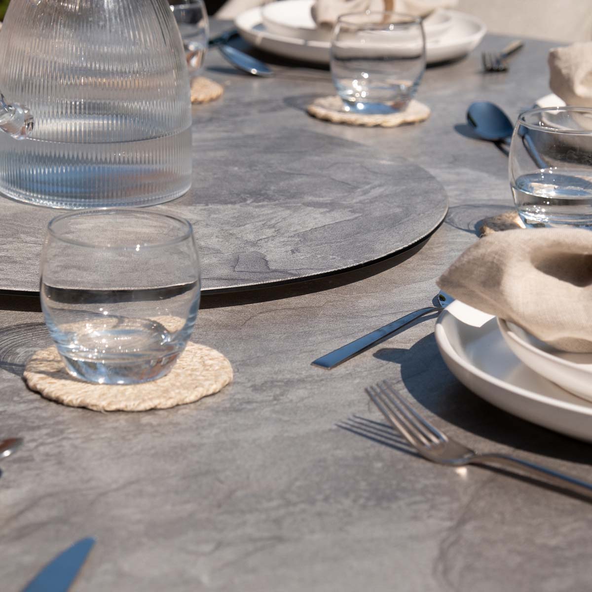 Maze Cool Linen Monaco 4 Seat Round Dining Set