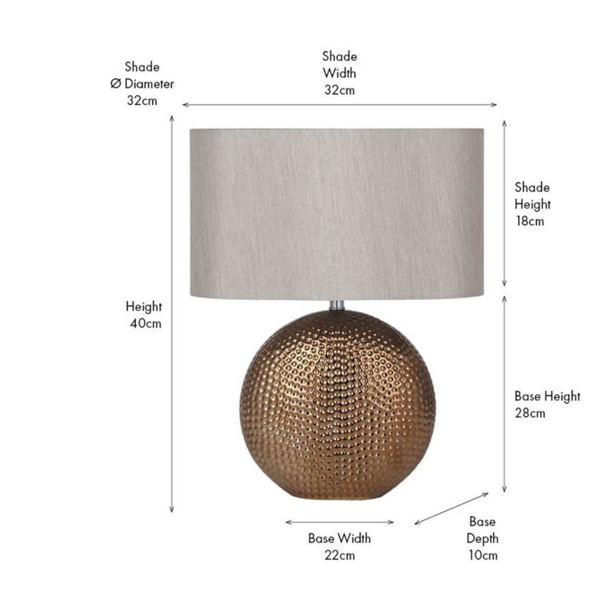 Pacific Lifestyle Mabel Bronze Dot Textured Ceramic Table Lamp