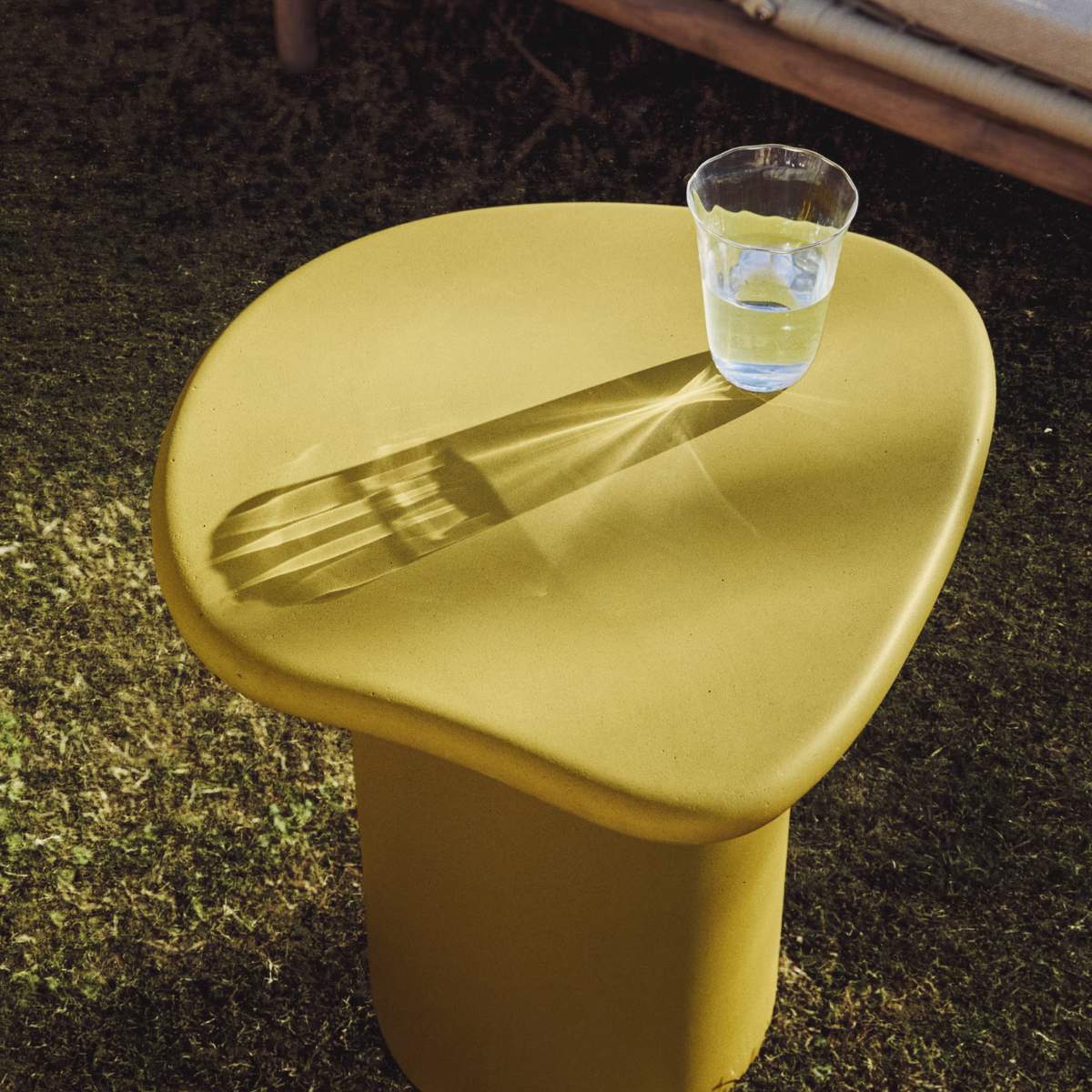 Kave Home Macarella side table in mustard concrete 48 x 47cm