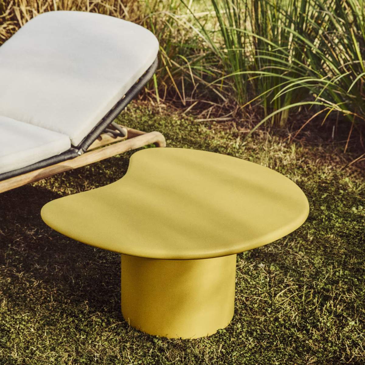 Kave Home Macarella coffee table in mustard concrete 83 x 77cm