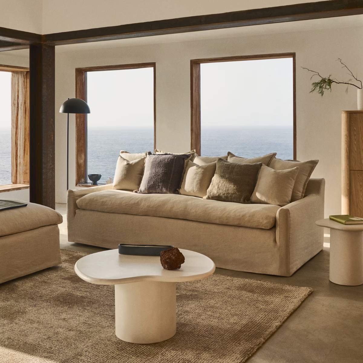 Kave Home Macarella coffee table in mustard concrete 83 x 77cm