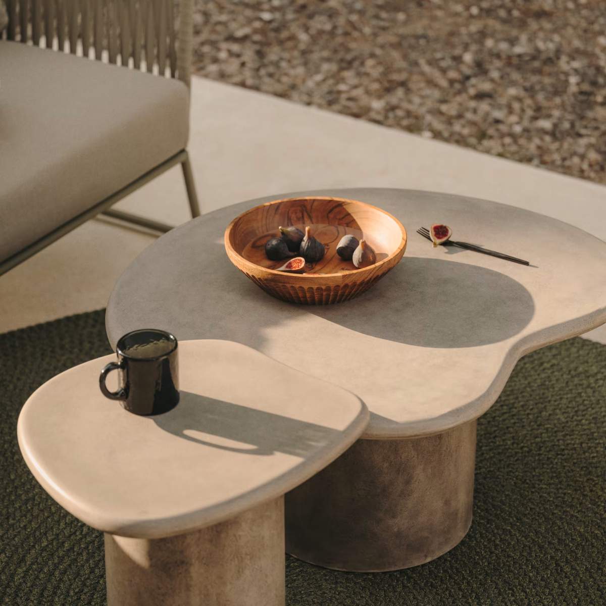 Kave Home Macarella coffee table in mustard concrete 83 x 77cm