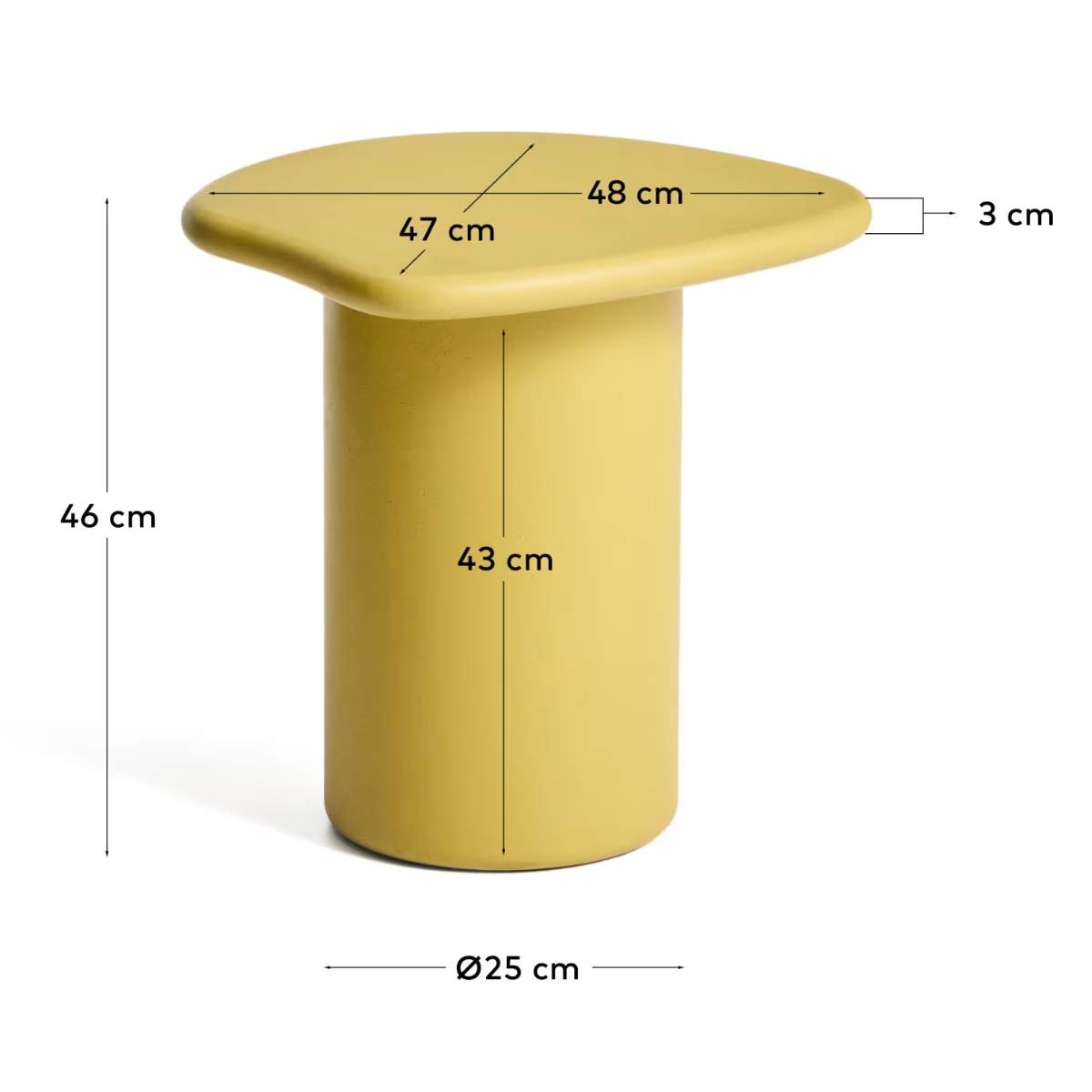 Kave Home Macarella side table in mustard concrete 48 x 47cm