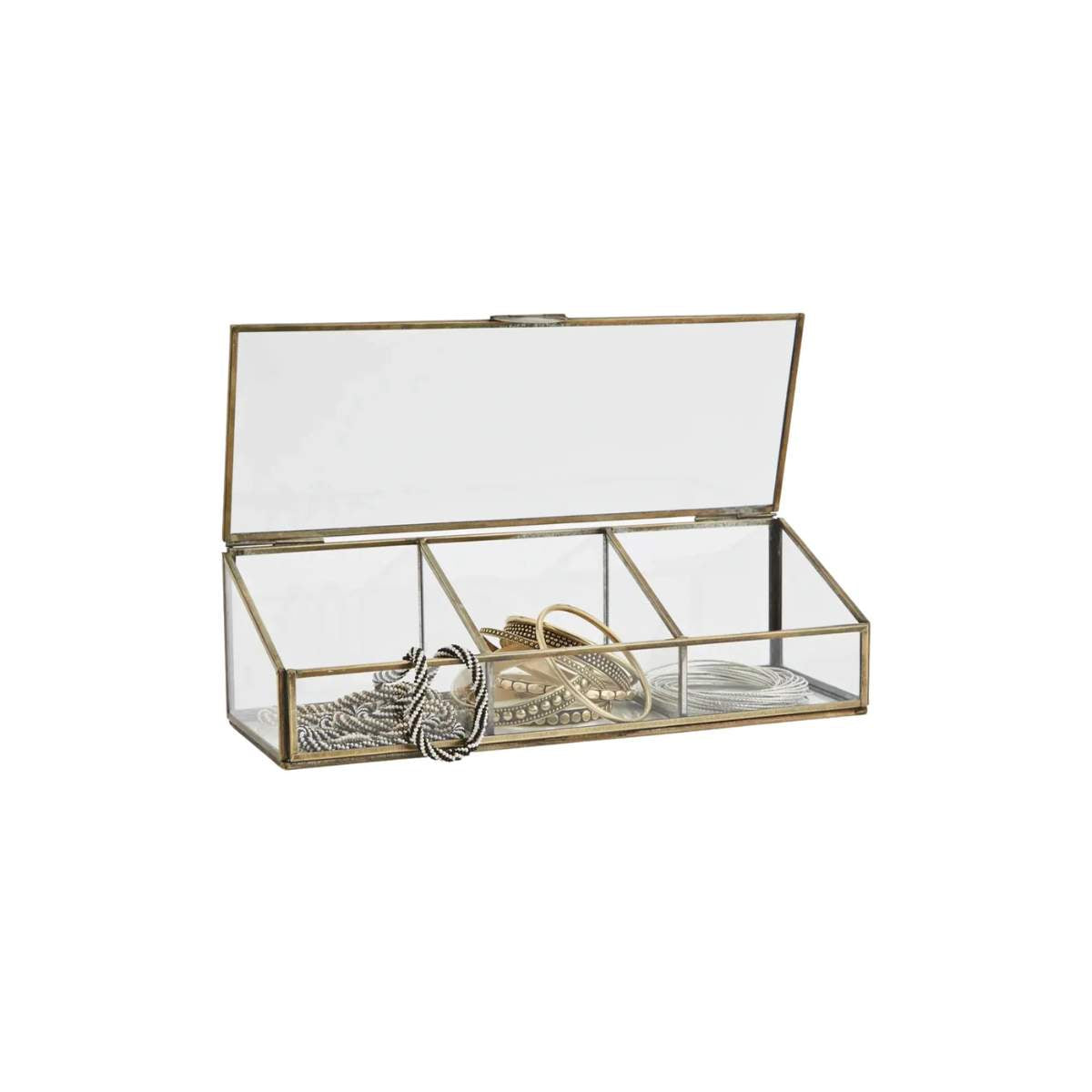 Madam Stoltz Glass Boxes with Leaf Detail