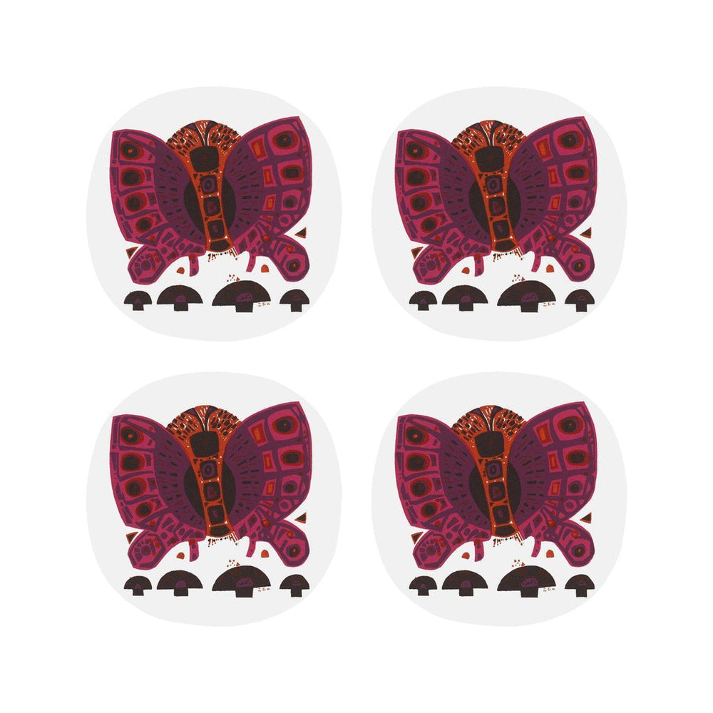 David Weidman Red Butterfly Coasters-Beaumonde