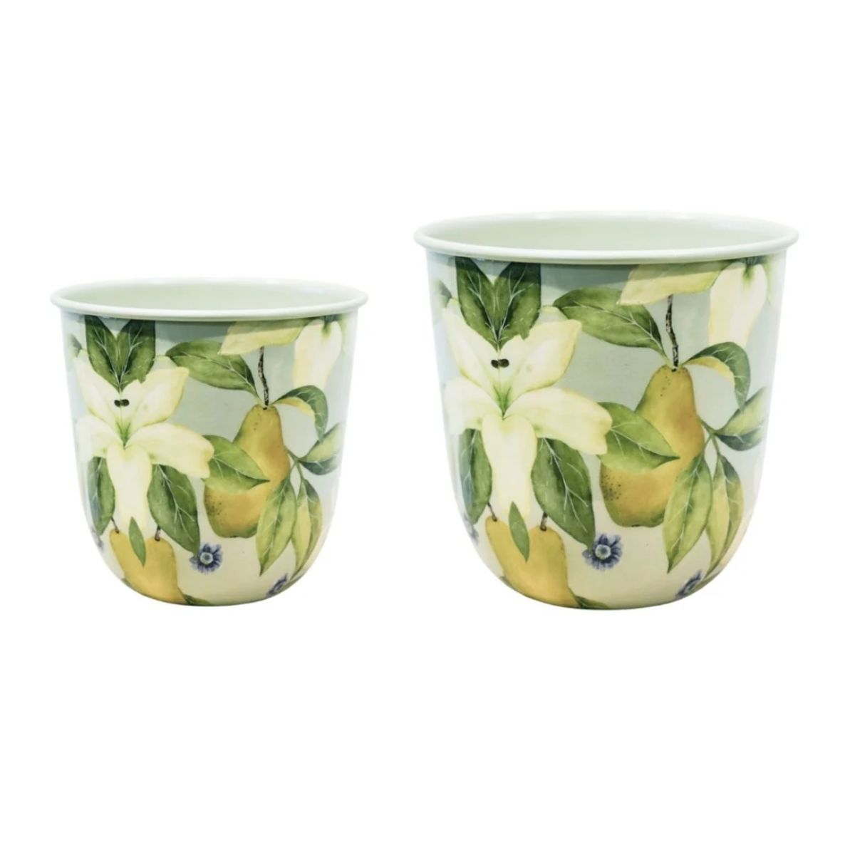 Ivyline Maisie Pear and Lily Metal Planter Set of 2