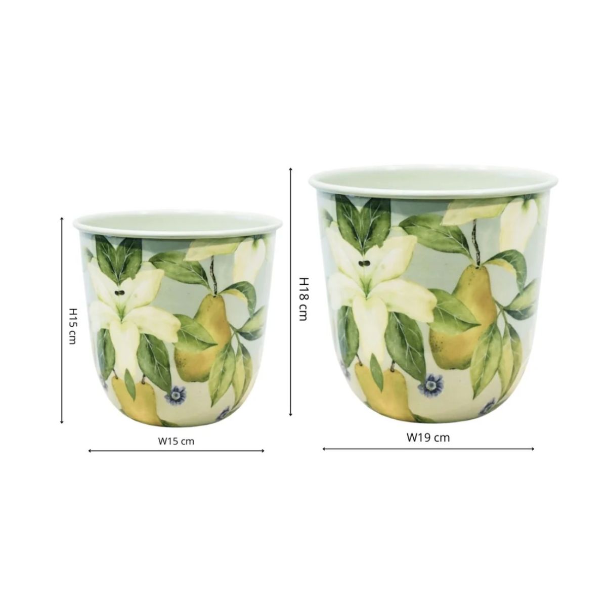 Ivyline Maisie Pear and Lily Metal Planter H15cm D15cm