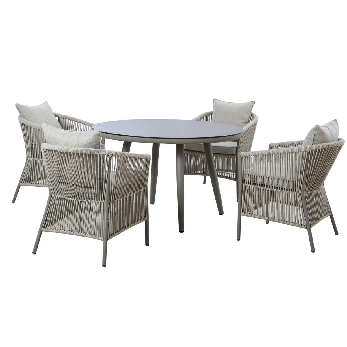 Maze Maldives Rope Weave 4 Seat Round Dining Set