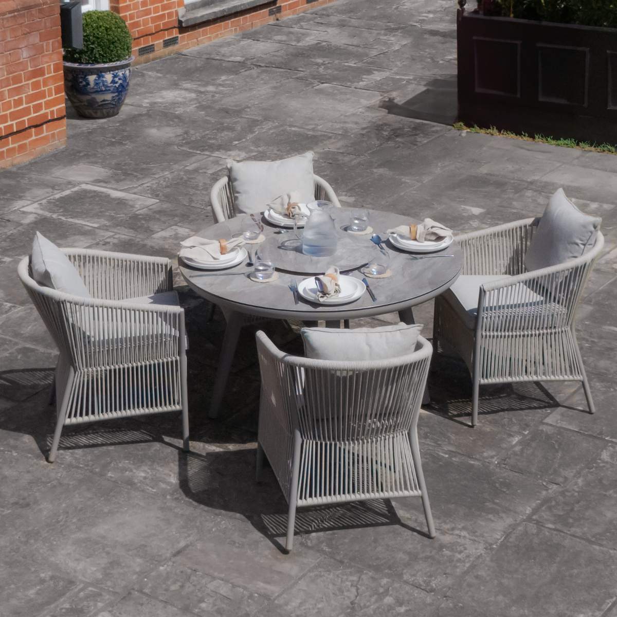 Maze Maldives Rope Weave 4 Seat Round Dining Set