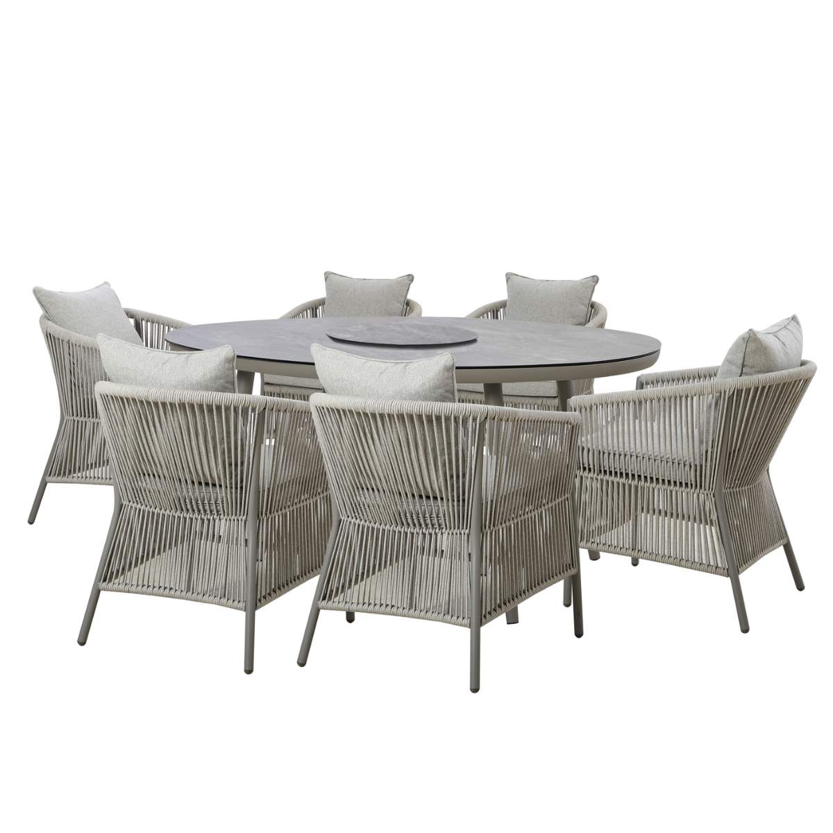 Maze Maldives Rope Weave 6 Seat Oval Dining Set