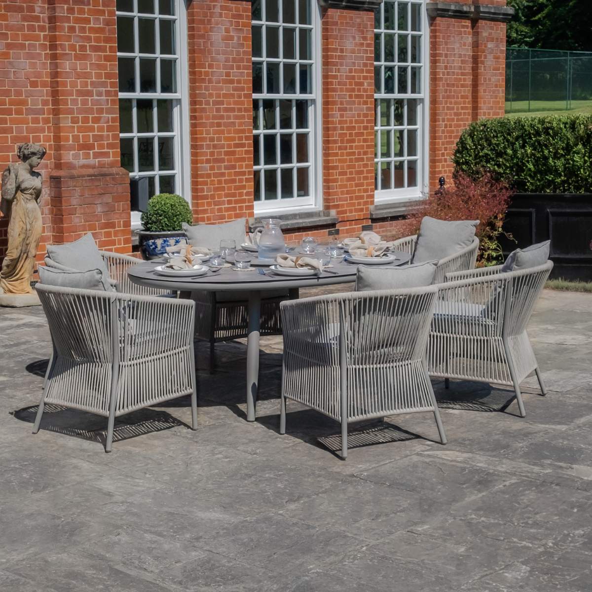 Maze Maldives Rope Weave 6 Seat Oval Dining Set