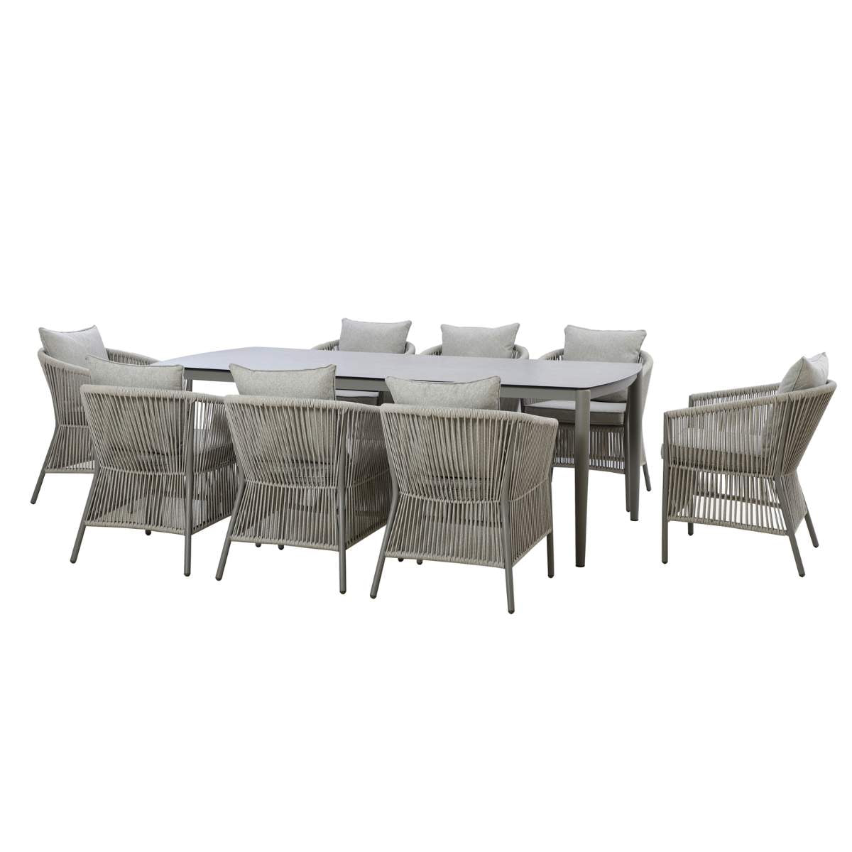 Maze Maldives Rope Weave 8 Seat Rectangular Dining Set