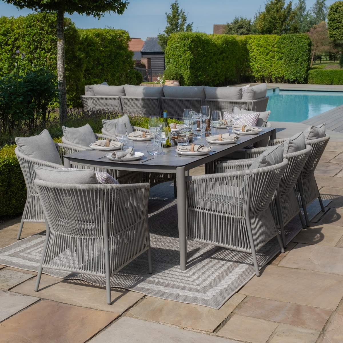 Maze Maldives Rope Weave 8 Seat Rectangular Dining Set