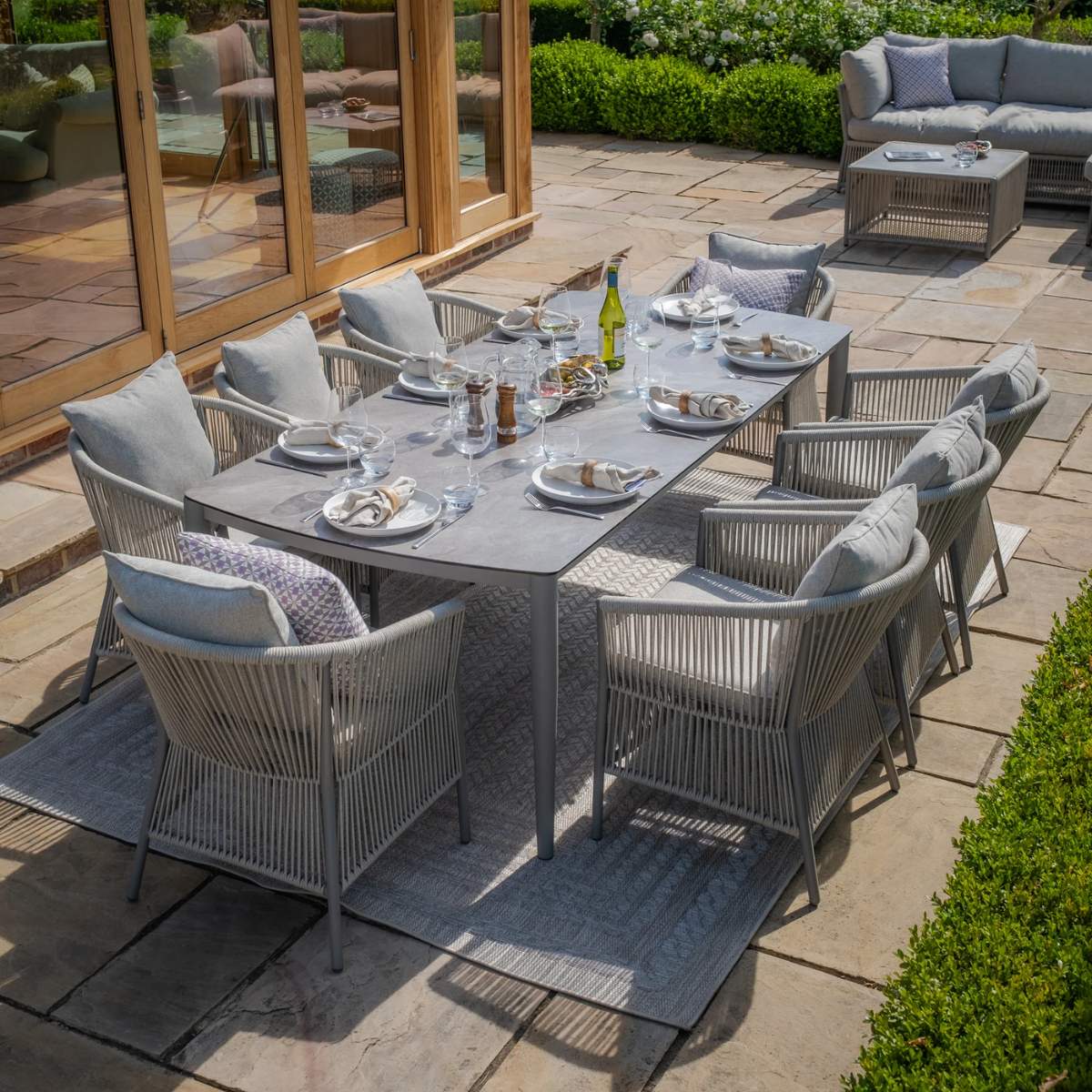 Maze Maldives Rope Weave 8 Seat Rectangular Dining Set