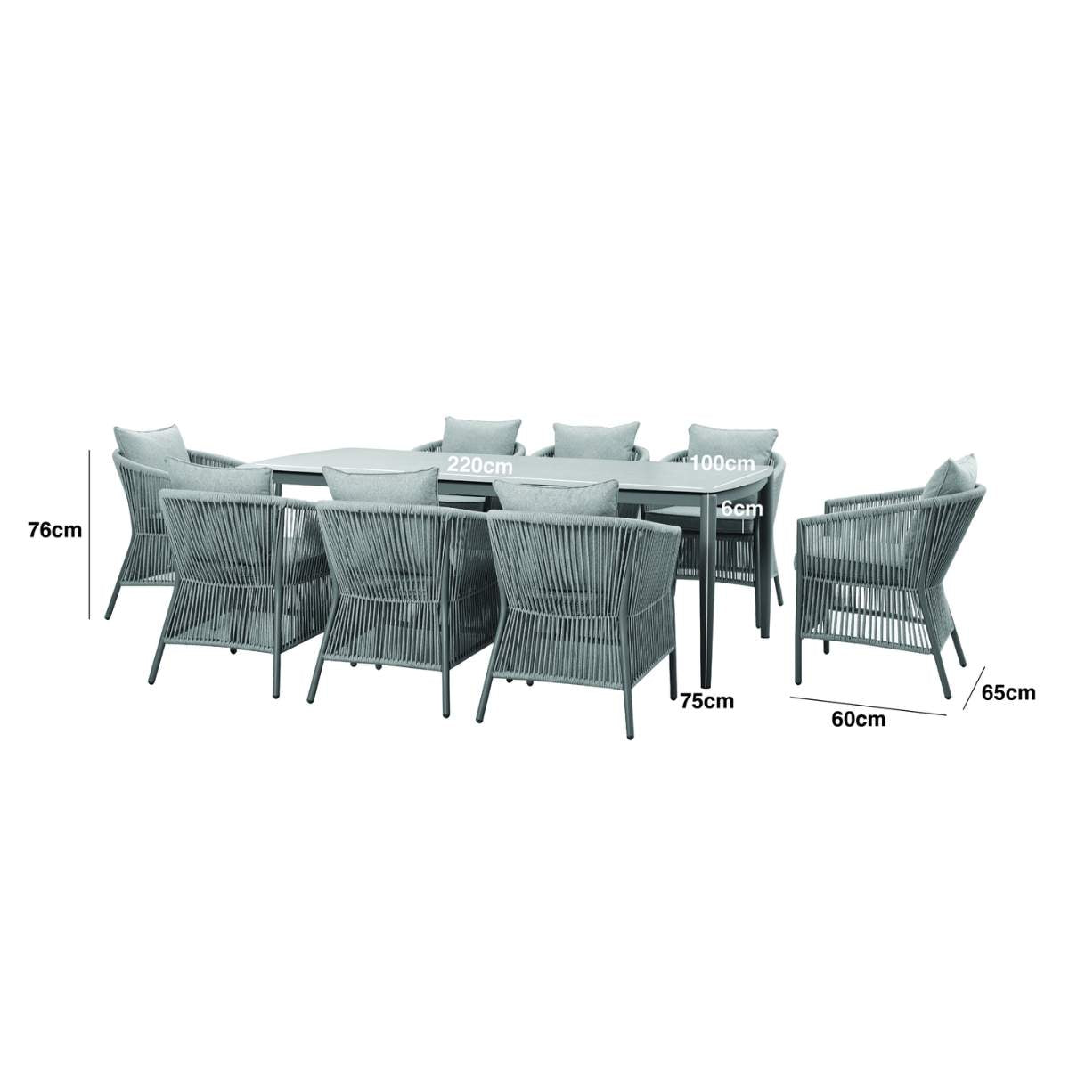 Maze Maldives Rope Weave 8 Seat Rectangular Dining Set