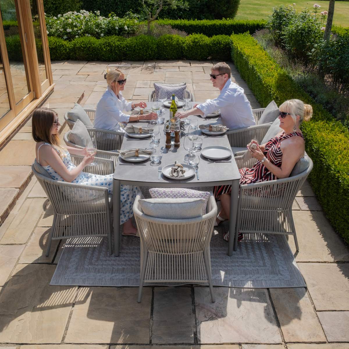 Maze Maldives Rope Weave 8 Seat Rectangular Dining Set