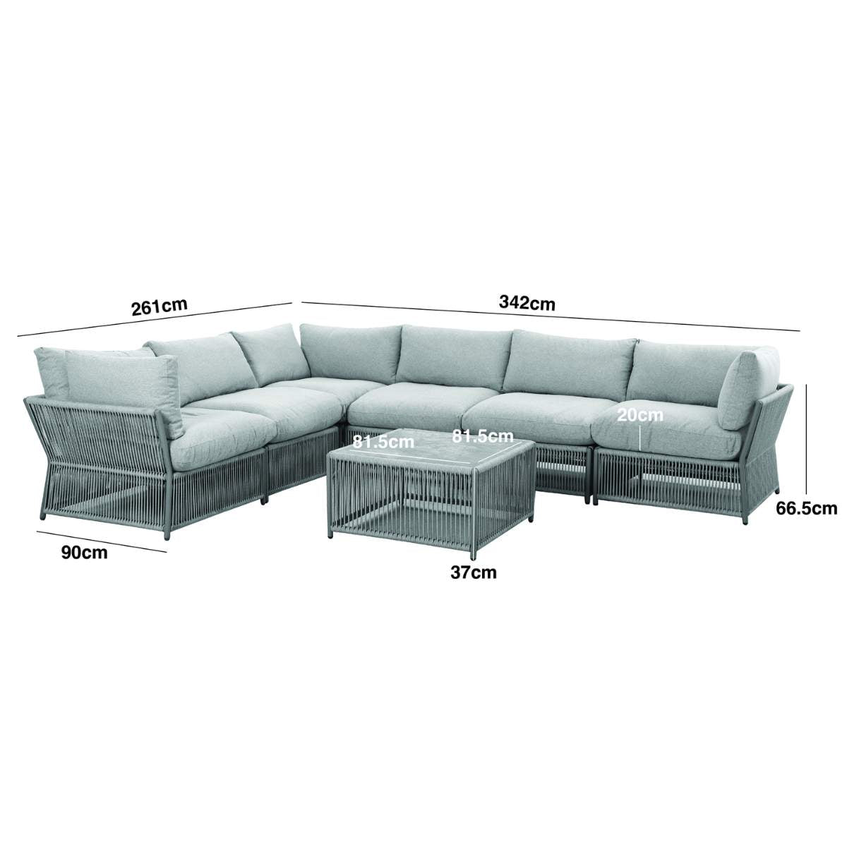 Maze Maldives Rope Weave Large Corner Sofa Set
