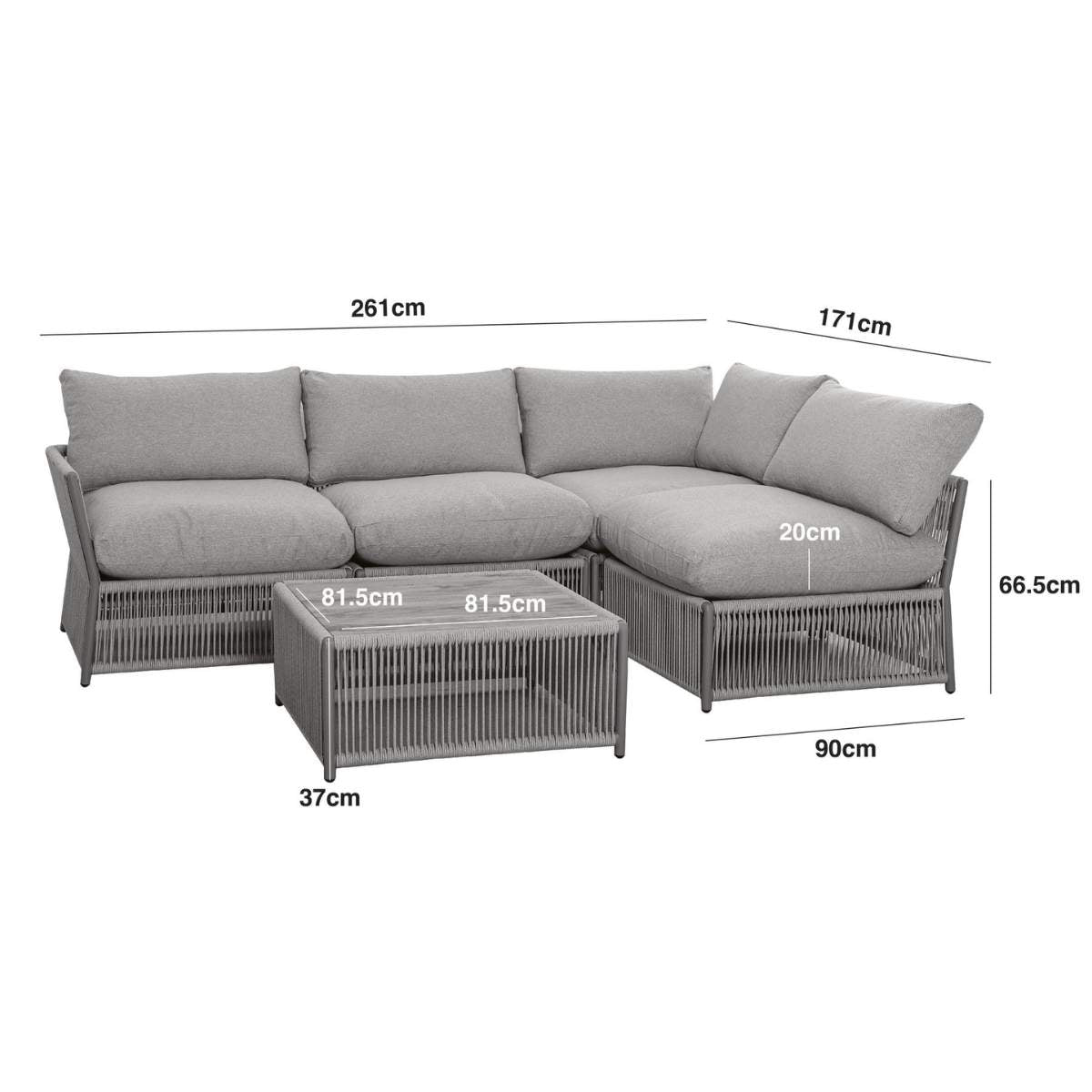 Maze Maldives Rope Weave Small Corner Sofa Set