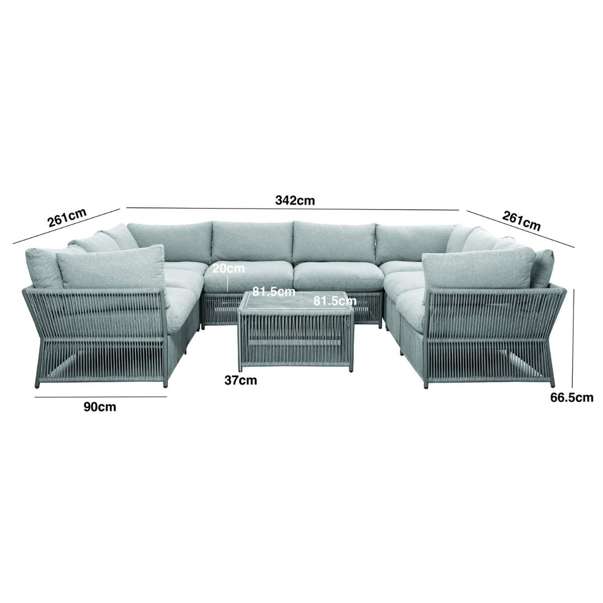Maze Maldives Rope Weave U Shaped Corner Sofa Set