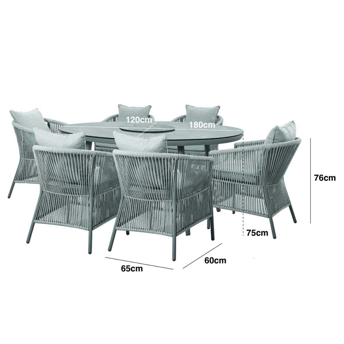 Maze Maldives Rope Weave 6 Seat Oval Dining Set
