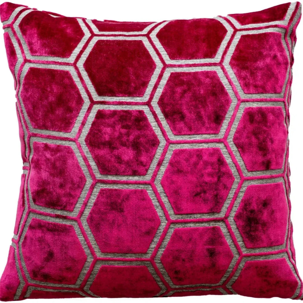 Malini Ivor Hexagon Cushion in Fuchsia