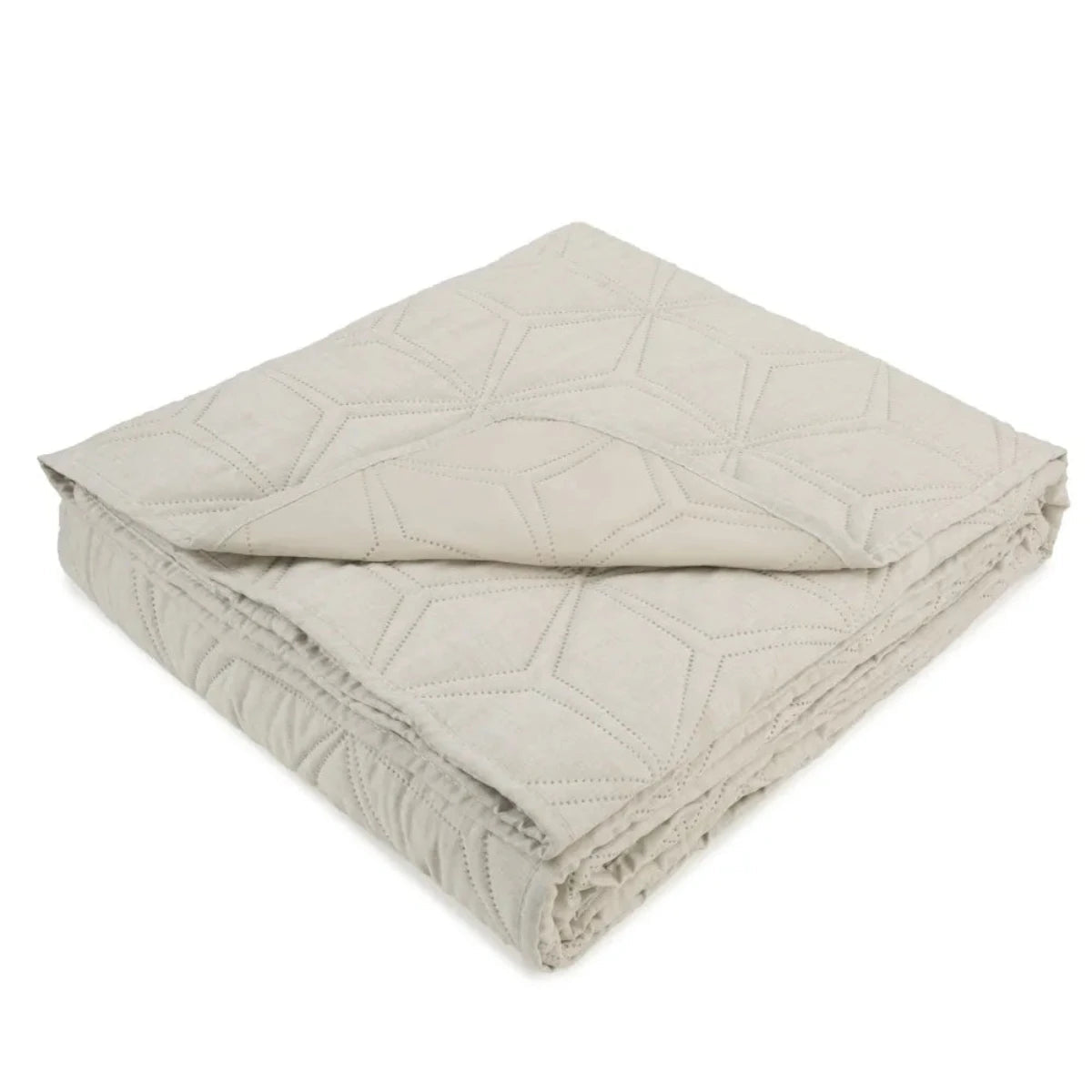 Malini Lombardi Cream Quilted Bedcover