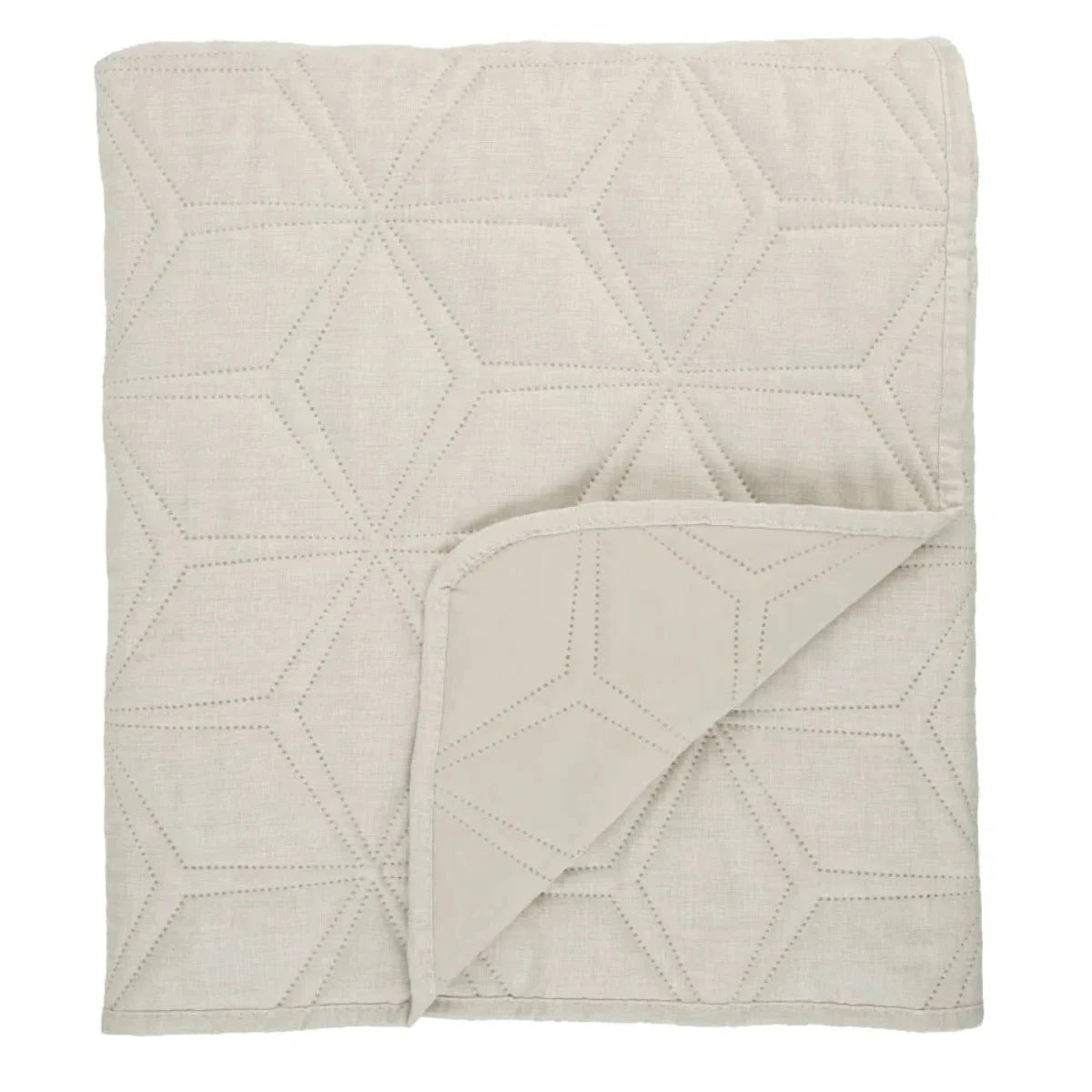 Malini Lombardi Cream Quilted Bedcover