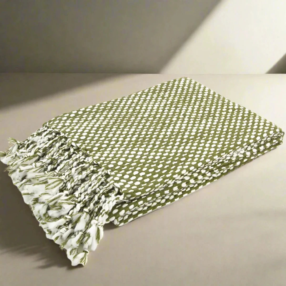 Malini Olive Raindrops Throw-Beaumonde