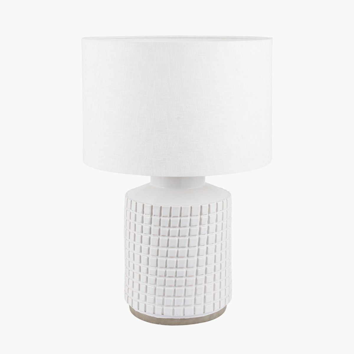 Pacific Lifestyle Malone Textured White Squares Design Stoneware Table Lamp Base