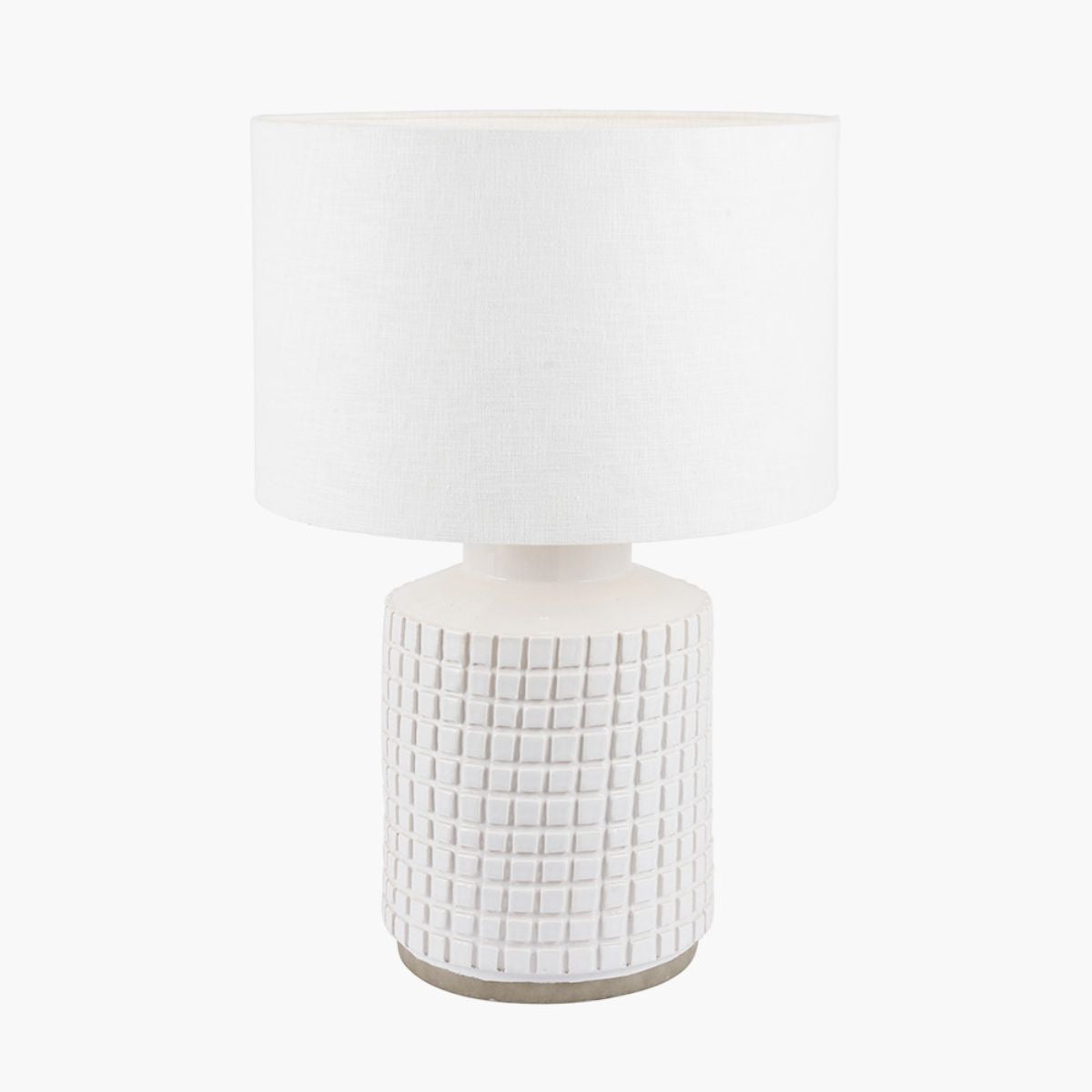 Pacific Lifestyle Malone Textured White Squares Design Stoneware Table Lamp Base
