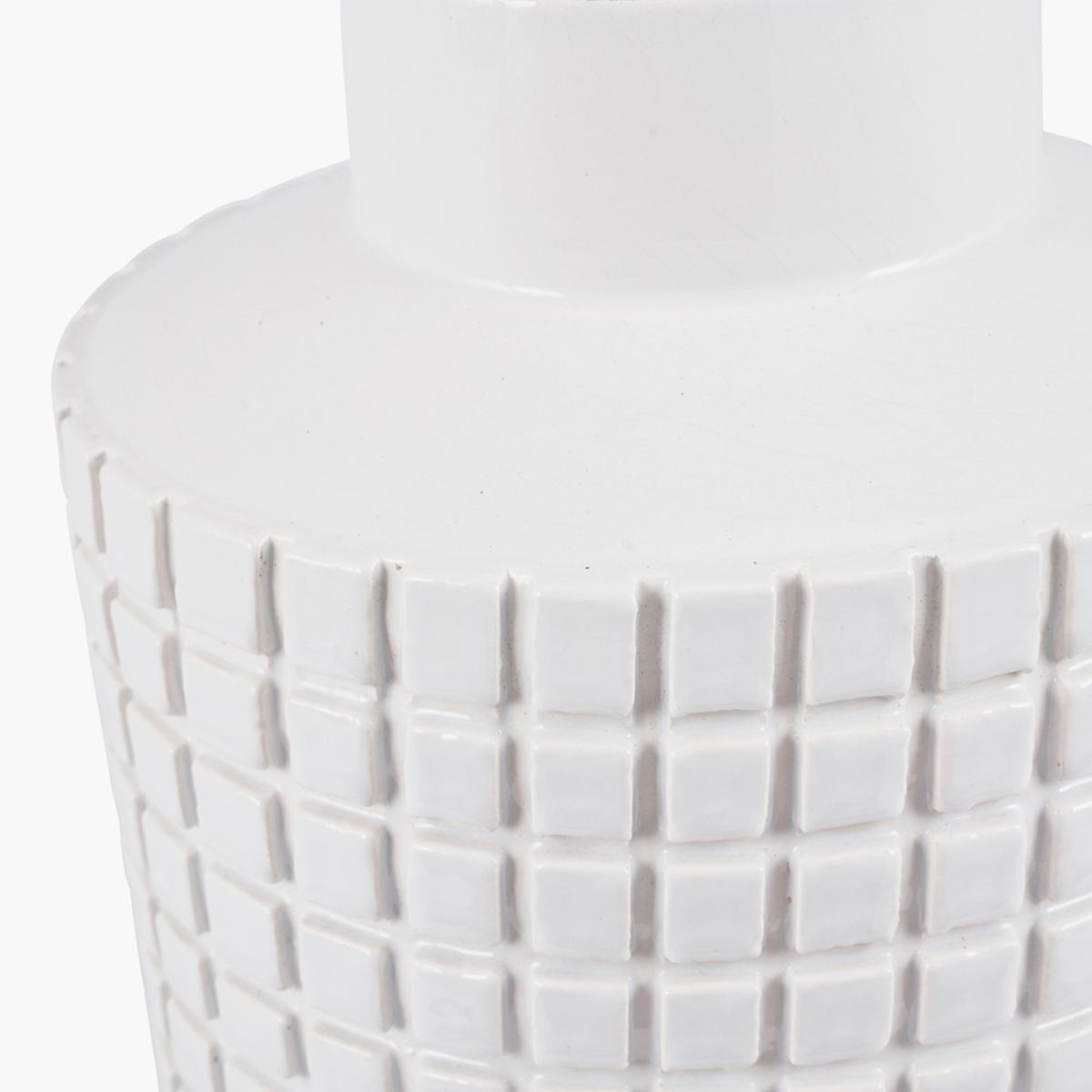 Pacific Lifestyle Malone Textured White Squares Design Stoneware Table Lamp Base