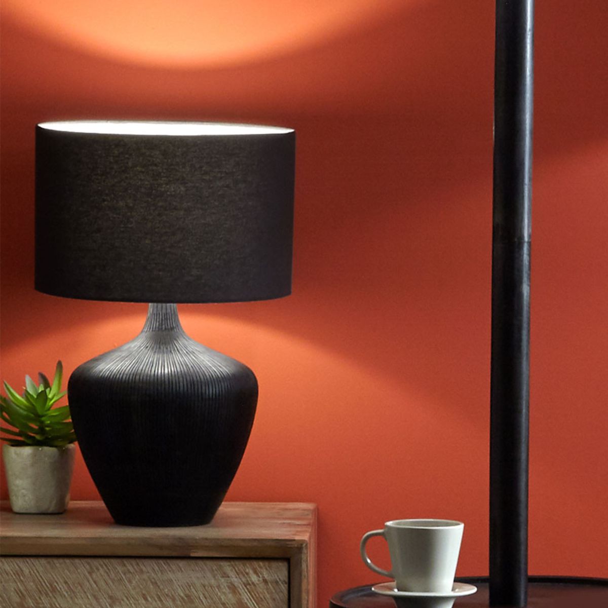 Pacific Lifestyle Manaia Antique Black Textured Wood Table Lamp Base