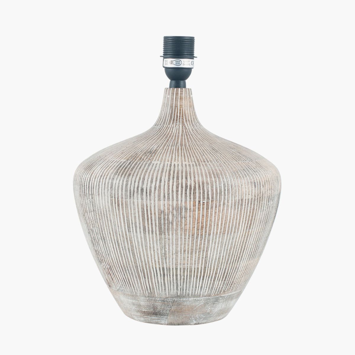 Pacific Lifestyle Manaia White Wash Textured Wood Table Lamp Base