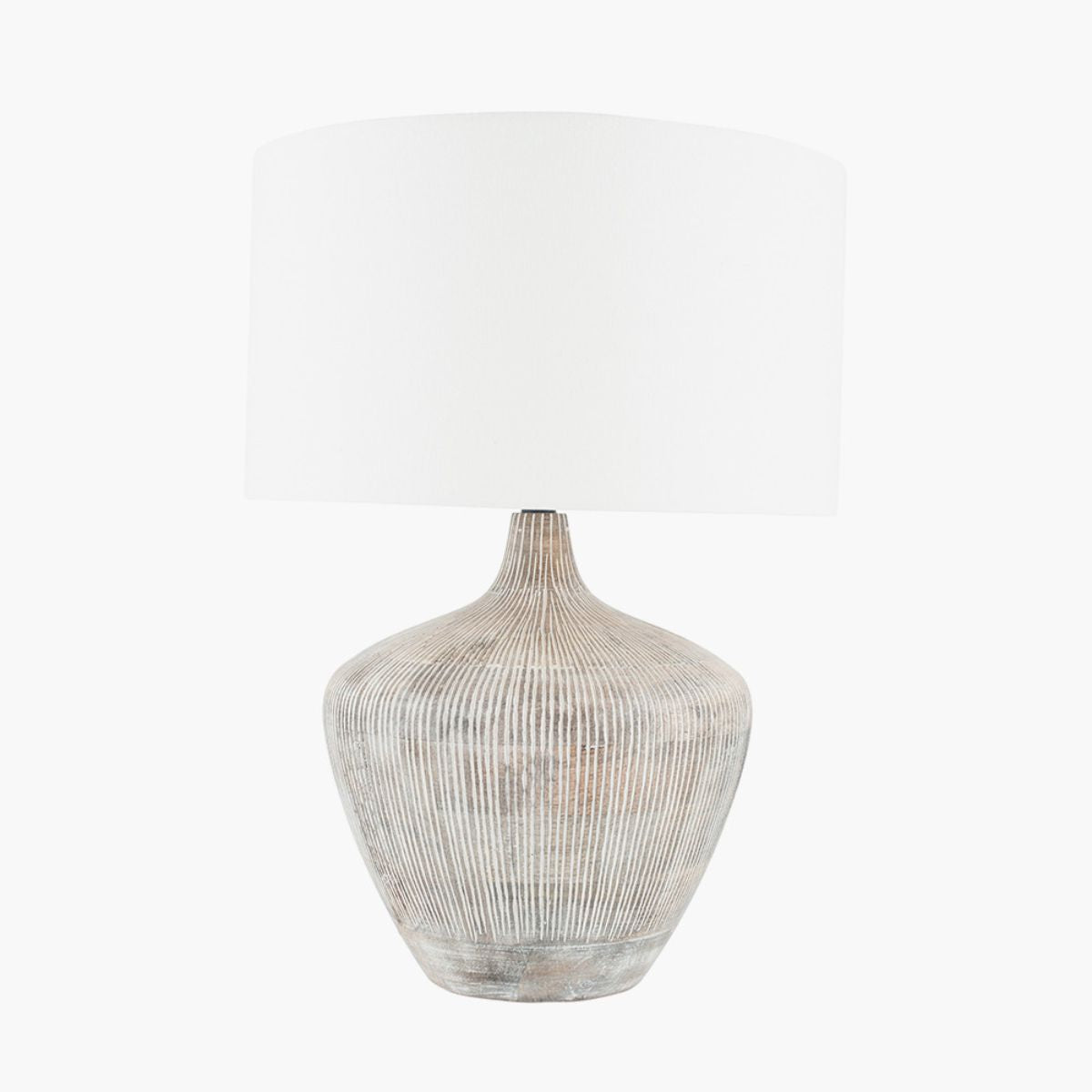 Pacific Lifestyle Manaia White Wash Textured Wood Table Lamp Base