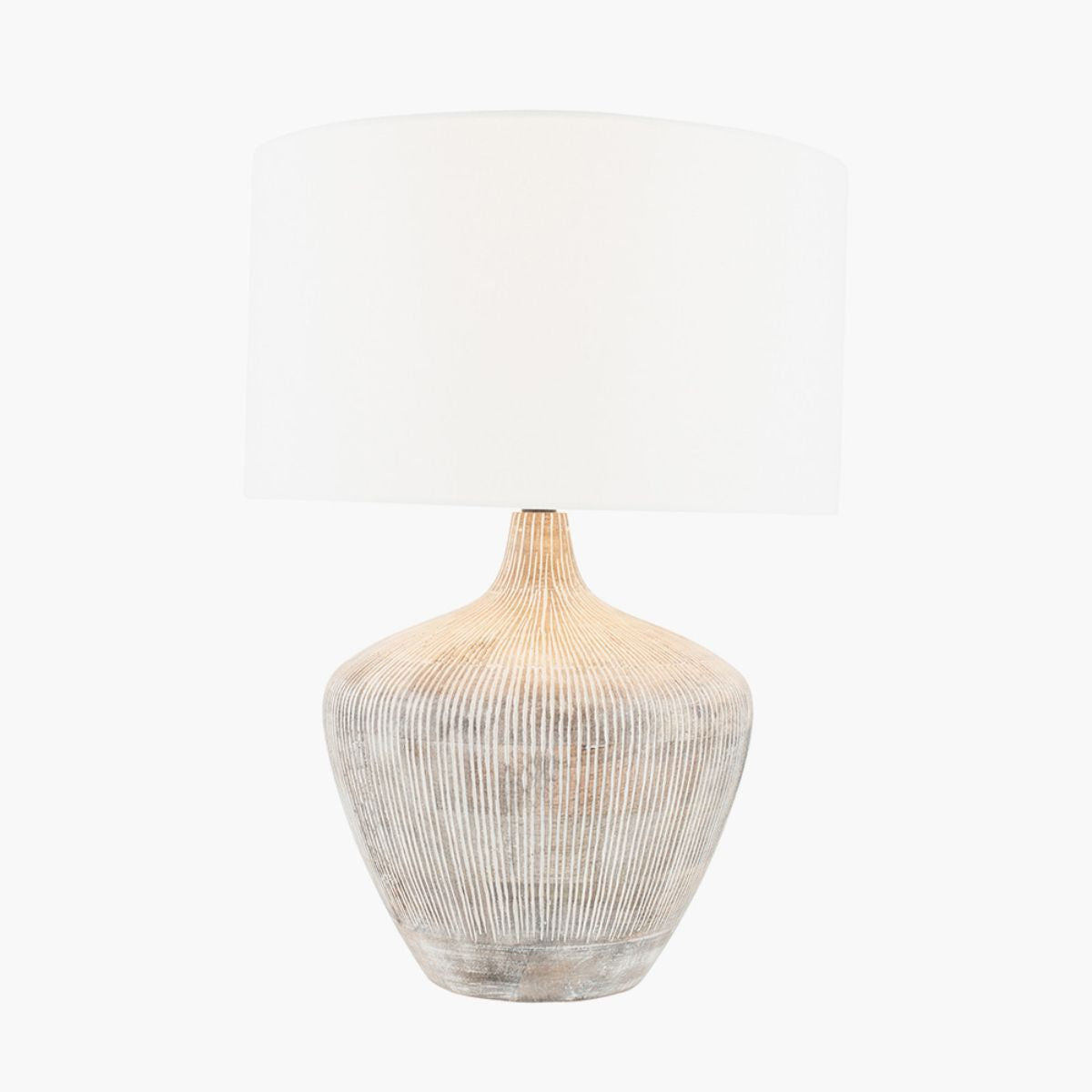 Pacific Lifestyle Manaia White Wash Textured Wood Table Lamp Base