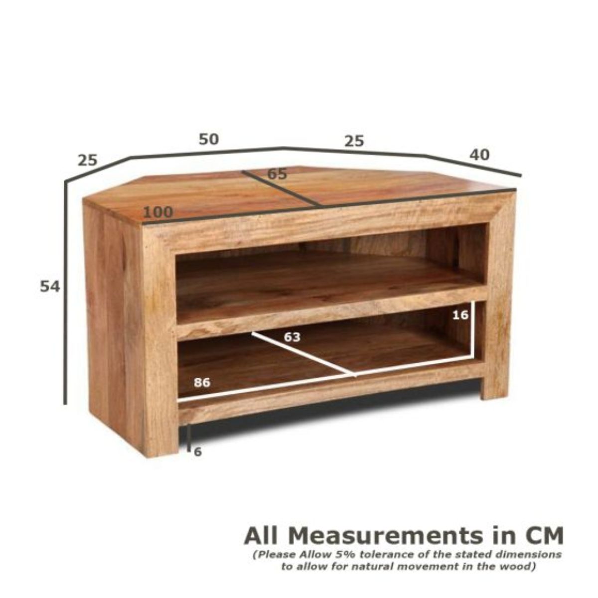Trade Furniture Mango Wood 100cm Corner TV Stand