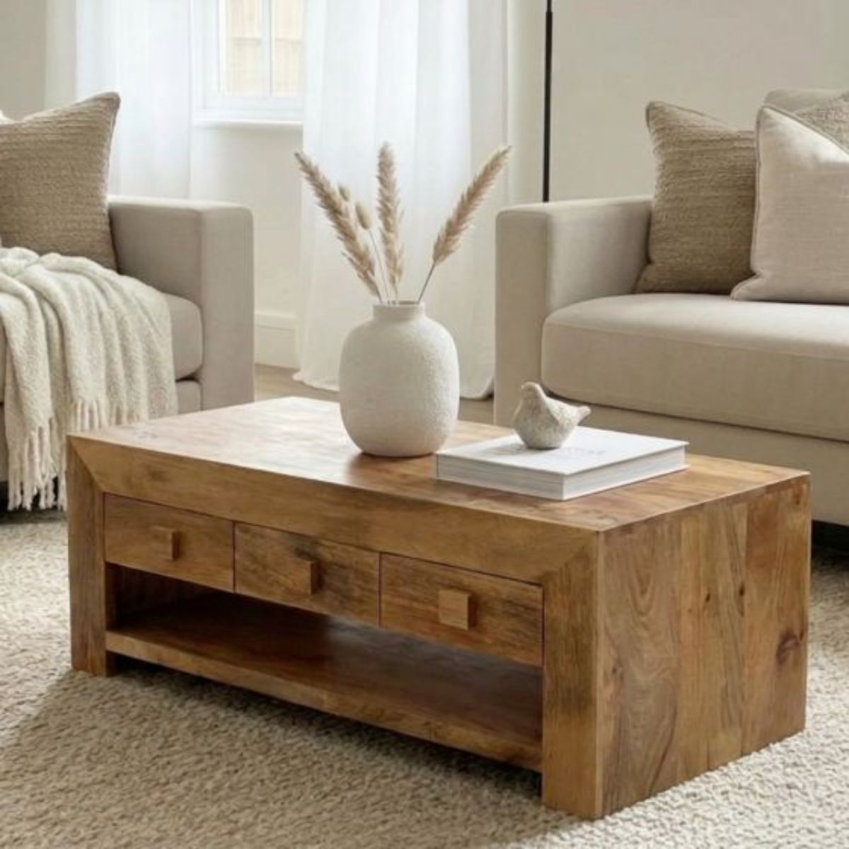 Trade Furniture Mango Wood 110cm 6 Drawer Coffee Table