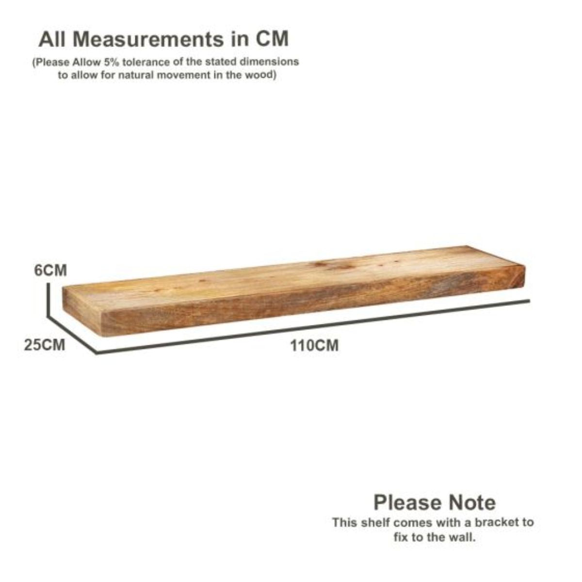 Trade Furniture Mango Wood 110cm Floating Shelf