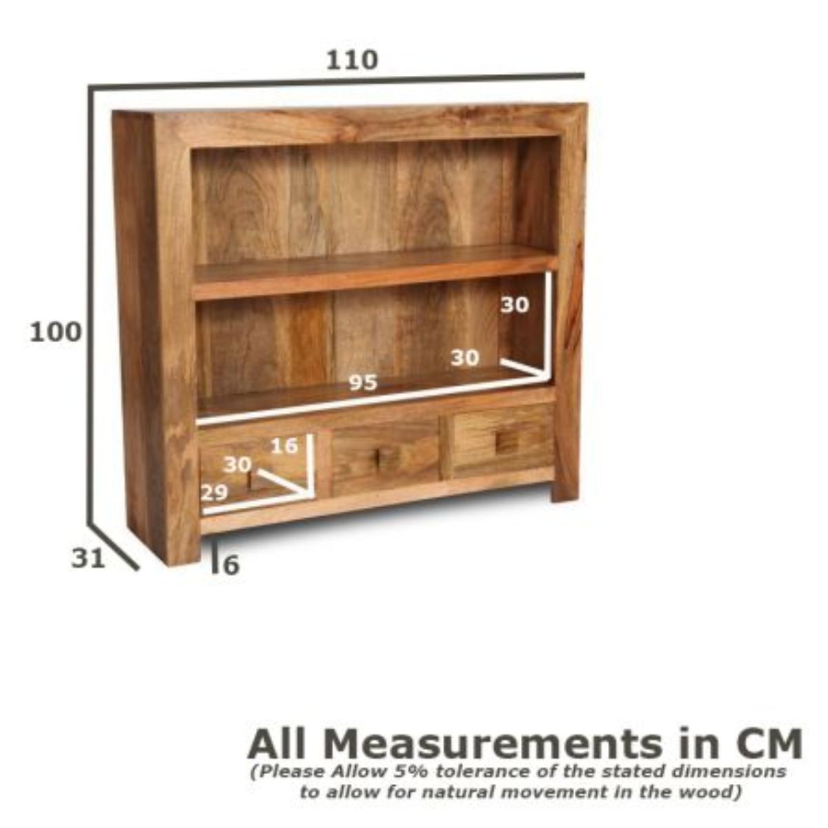 Trade Furniture Mango Wood 110cm Low Bookcase