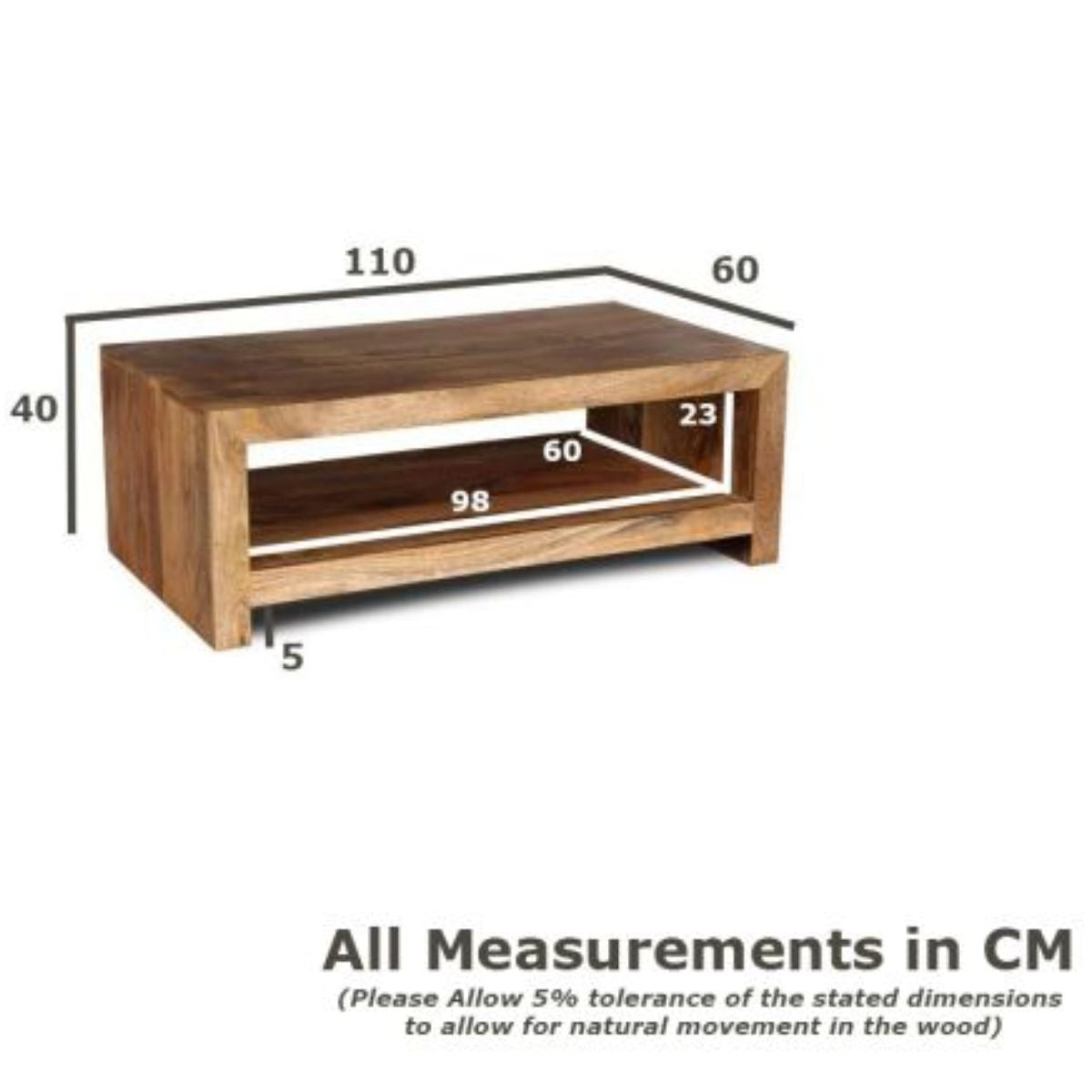 Trade Furniture Mango Wood 110cm Open Coffee Table