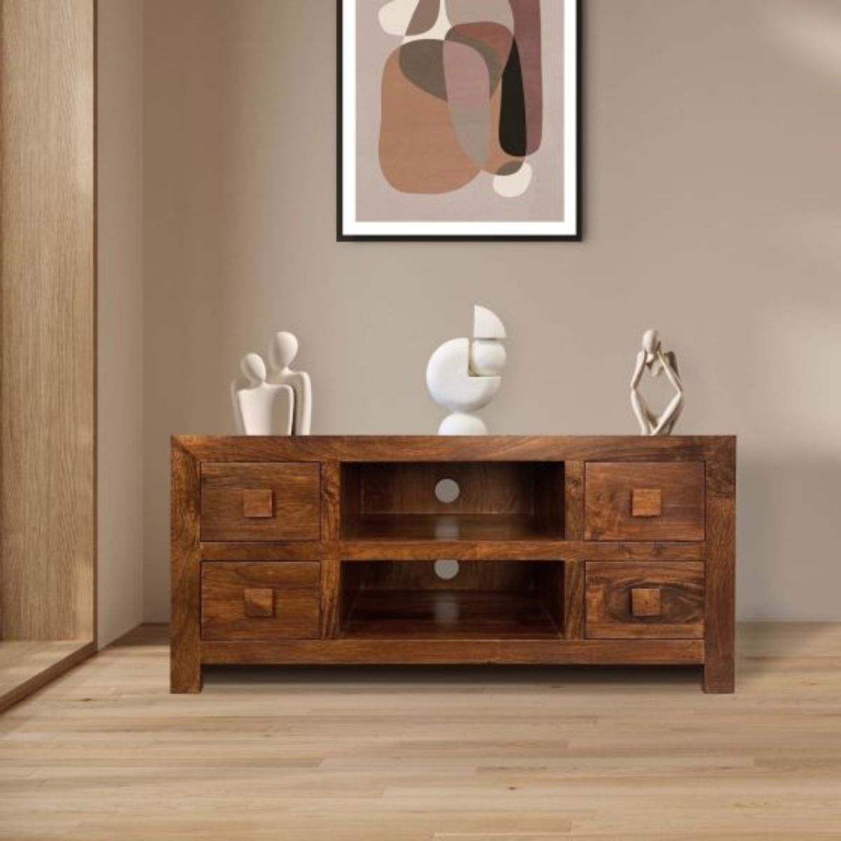 Trade Furniture Mango Wood 115cm 4 Drawer Media Unit